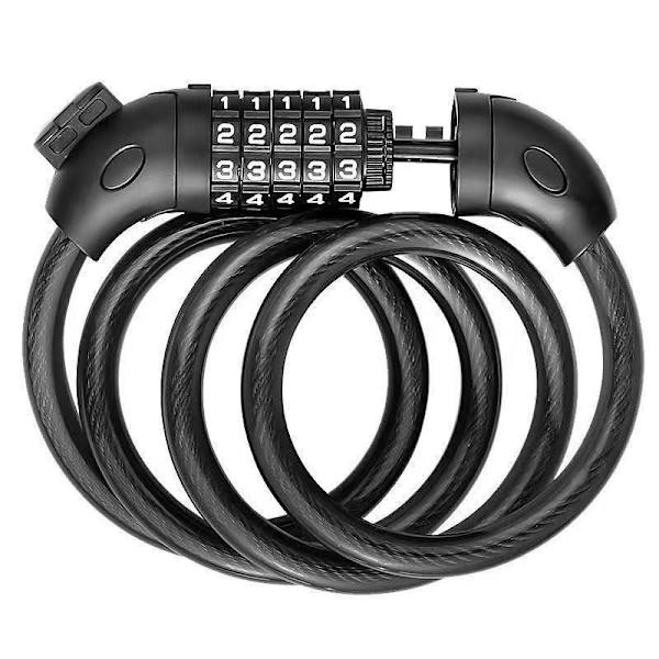 Cykelkabellås, Cykellåse Kabel 4 Fod Spiral Sikker Nulstillelig Kombinationscykellås med Monteringsskinne