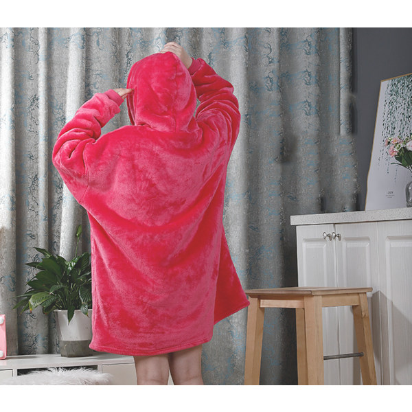 Unisex Fleece Oversized Hoodie Ultra Blød Hættetrøje Super Blød og Varmt til Kvinder Mænd 80*120cm(grøn)