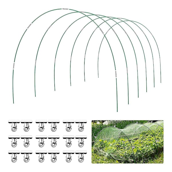 36 stk. Drivhustunneler Dyrkingstunnel 6 sett med 2,6 meter lange hagebuer, rustfritt glassfiber R