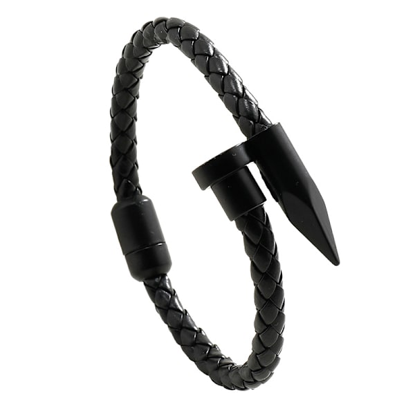 Herrar Vegan Läder och Rostfritt Stål Klöverbレスレット, Klöverbレスレット Modell, Vegan Läder Armband