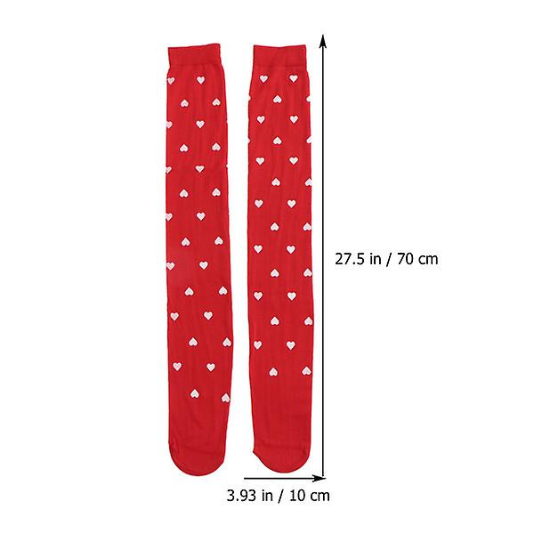 2 Par Valentine's Day Strumpbyxor Kvinna Långa Strumpor Hjärtmönster Kvinna Strumpbyxor Röd 70X10CM Red 70X10CM