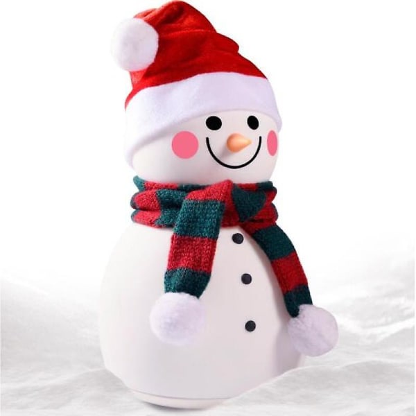 Suloinen lumiukko, jossa hattu, huivi ja hanskat | Jouluhahmo, Led-joulukoristeet | Korkeus noin 18 cm