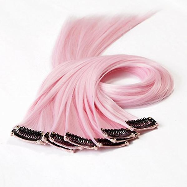 10 kpl Hiustenpidikkeet Tytöille Vaaleanpunaiset Hiustenpidennykset Värikkäät Hiustenpidennykset Värilliset Synteettiset Hiukset Pink