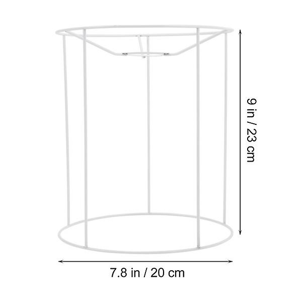 Metal Lampekran Rund Tromle Ring Lampe Bur Woven Lampe Ramme Pendelbelysning Skygge Ramme Hvid 23X20CM White 23X20CM