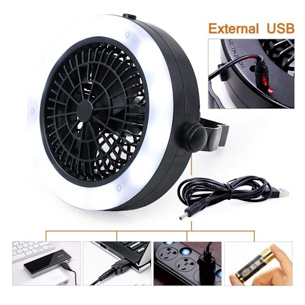 Camping Fan Lampe Hængende Loftventilator Lejrlys LED Teltslampe Loftventilator til Camping Rejser Udforskning