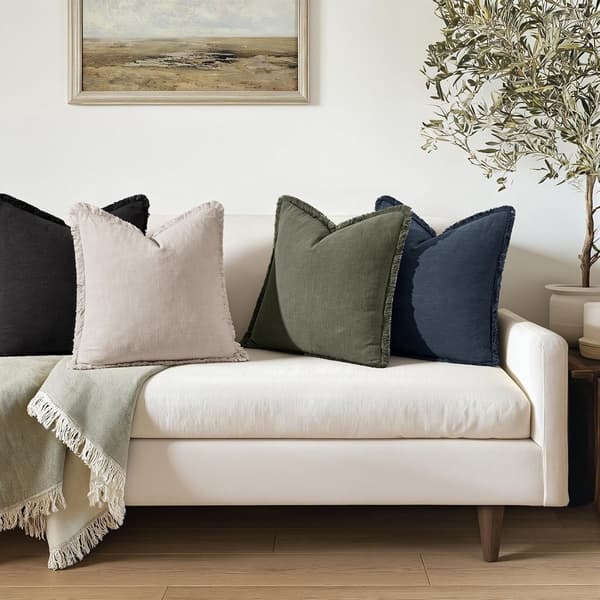 Sæt med 2 Boho Pyntepudebetræk med kvaster, vasket bomuld dekorative pudebetræk til sofa seng stue soveværelse, 18x18 tommer, grøn