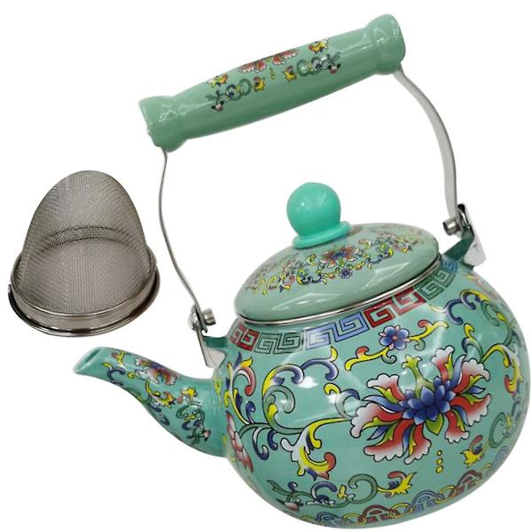 Emalleret Tekande Tyk Kaffe Pot Blomst Tekande Kold Vand Pot Husholdningskogende Vand Pot Grøn 24X14X12CM Green 24X14X12CM