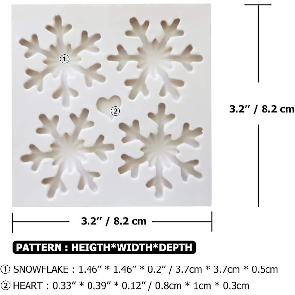 2 stk Fondant Silikonforme, 14 Hulrum 3D Jule-Snefnug Sukkerkunst Kagedekoration Cupcake Topper Håndværksprojekter Tyggegummipasta Polymer Harpiks Ler M
