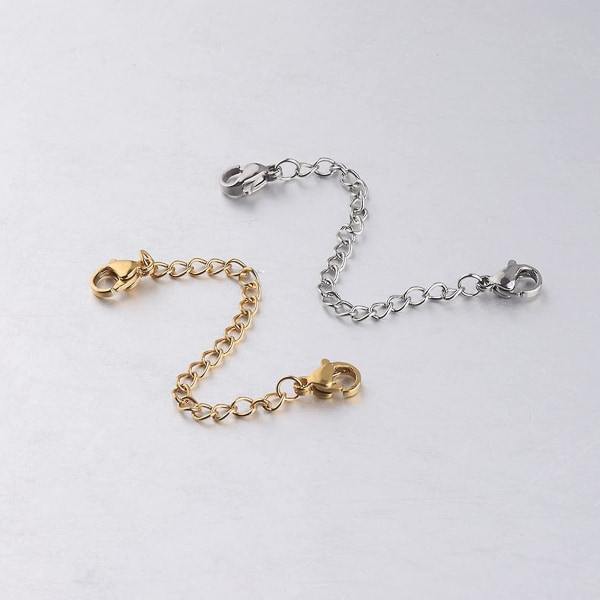 20 st Halsbandsförlängare i rostfritt stål Guld Silver Kedjeförlängare med hummerklolås Kompatibel med