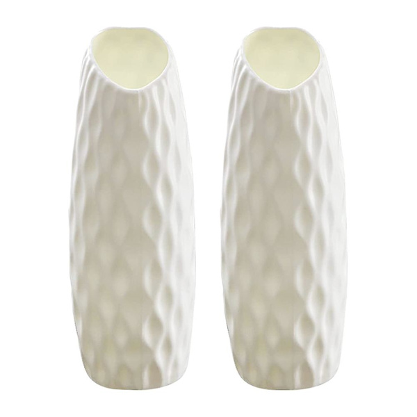 2 st. Dekorativa Vaser för Matbord Unika Vaser Okrossbar Vas Blomsterbehållare Vit 21x7cm White 21x7cm