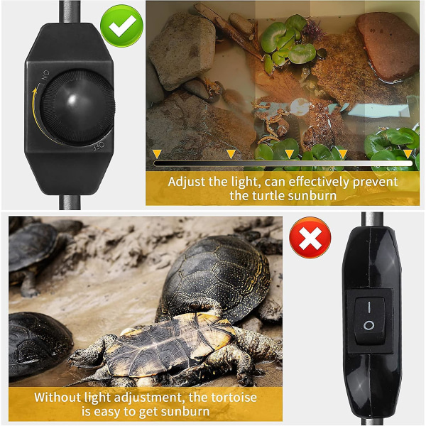 Sköldpadds Värmelampa Klämma, Justerbar Reptillampa Och 2 Solplats Uva Uvb 25w 50w Glödlampor Och Lång Bas 360 Rotationssats För Ödlor/ormar/kam