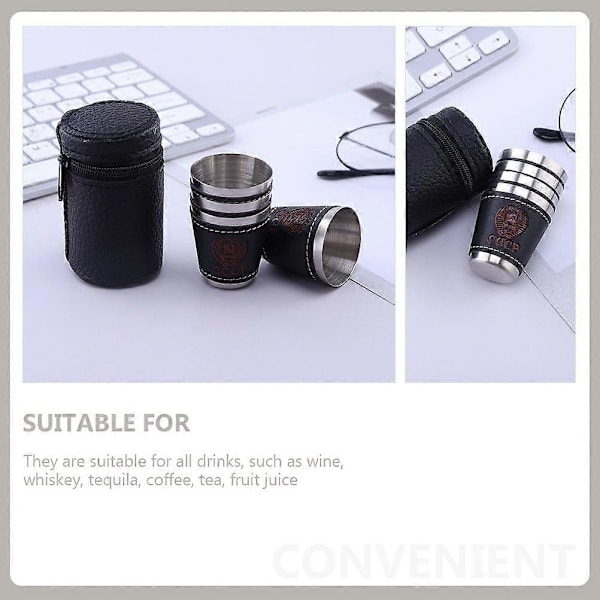 RYI)2 Set Rostfria Vinglas Portabla Campingglas Mini Vinglas för Picknick
