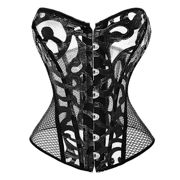 1 Sæt Sort Shapewear Sexy Bustier Korset Polyester Blomster Court Shapewear