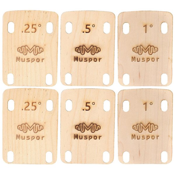 6pcs Bass Guitar Neck Shims Wood Guitar Gasket Guitar Neck Plate Replacement Accessories5.6x7.6x0.1c