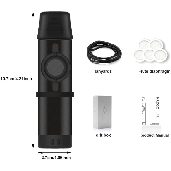 Med 5 st. Flöjtmembran, Metalliska Musikinstrument för Barn, Pianoklaviatur, Justerbar Ton för Barn/Vuxna Musikälskare (Svart)