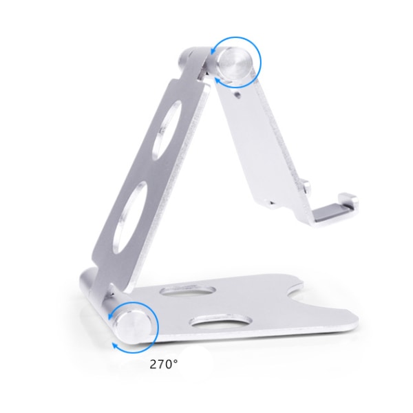 Aluminiumlegering Bärbar dubbelvikbar mobiltelefon Bordsställ Tabletthållare (silver