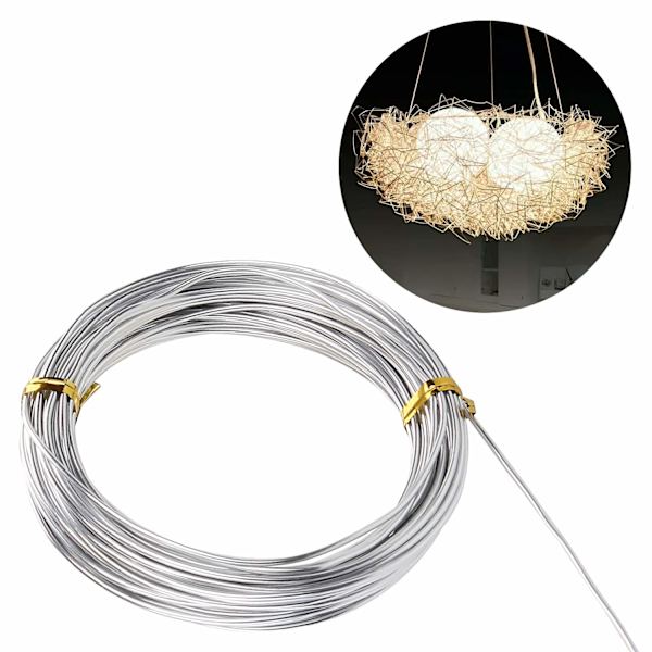 Alumiinilanka 40 m, Hopea Alumiinilanka 1,5 mm, Metalli käsityölankana, Taivutettava Metallilankana Helmenkiertelyyn (5 m rullassa, 8 rullaa)
