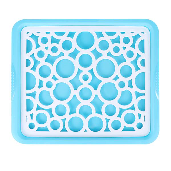 1pc Draining Tray Plastic Fruit Tray Vegetable Tray Fruit Plate Snack Tray Water Draining Tray (sky-blue Round)Blue31.7X26.6X2.3cm