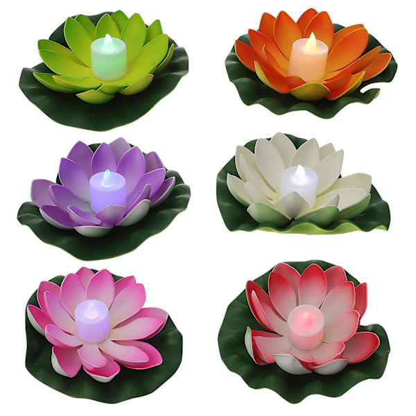 6 st LED Flytande Ljus Elektroniska Ljus Flammlösa Ljus Dekoration Blandade Färger 16.5X16. Assorted Color 16.5X16.5X5.5CM