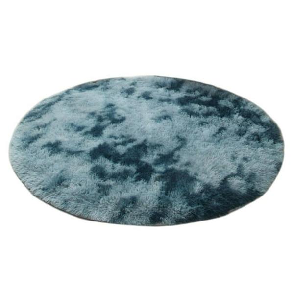 Rund dekorativ matta, 1 meter i diameter, lång fiber, mjuk och varm, perfekt för vardagsrum (120*120cm)