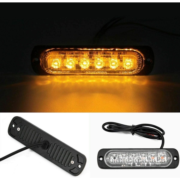 Nödstrobeljus, 8 st 6 LED-amberblinkande lampor, 12/24V Varningsblinkers för bil