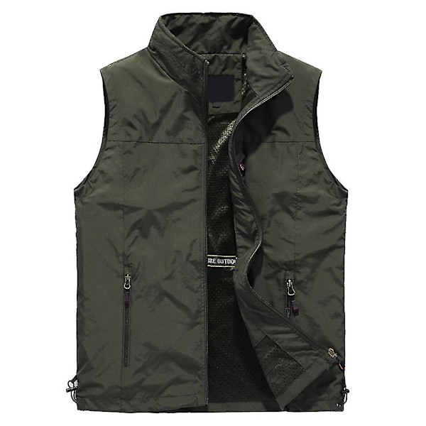 Mænds Udendørs Vest Mesh Åndbar Veste Fritids Sport Fiskevest 4XL Solid ArmyGrøn solid  ArmyGreen 4XL