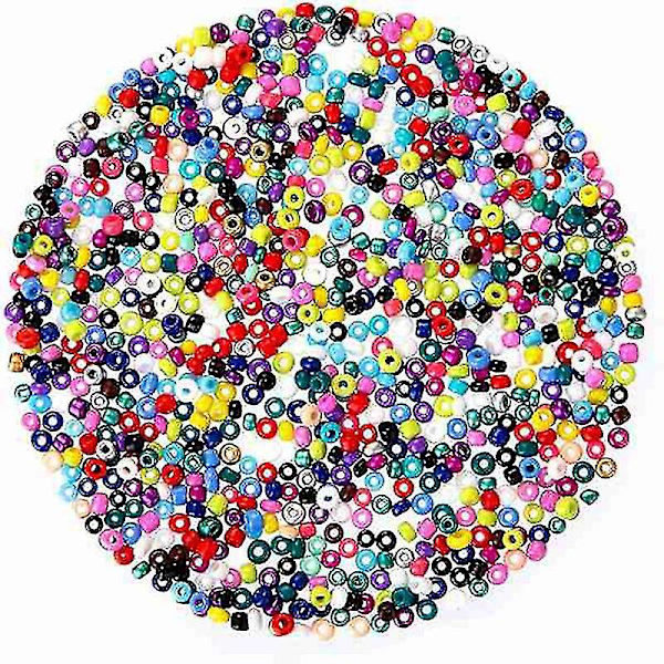 24 000 st Multifärgade 2 mm Glaspärlor med Hummerlås, Öppen Hoppring och Elastisk Tråd