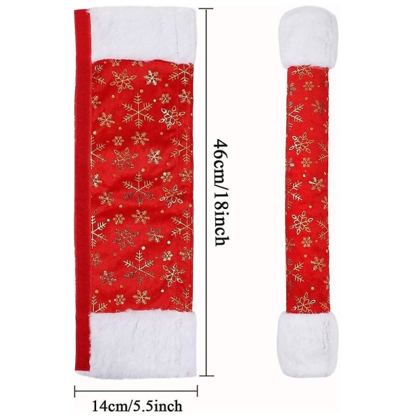 4pack Juldekorationer Kylskåpshandtag Broderat print med vita plyschkanter