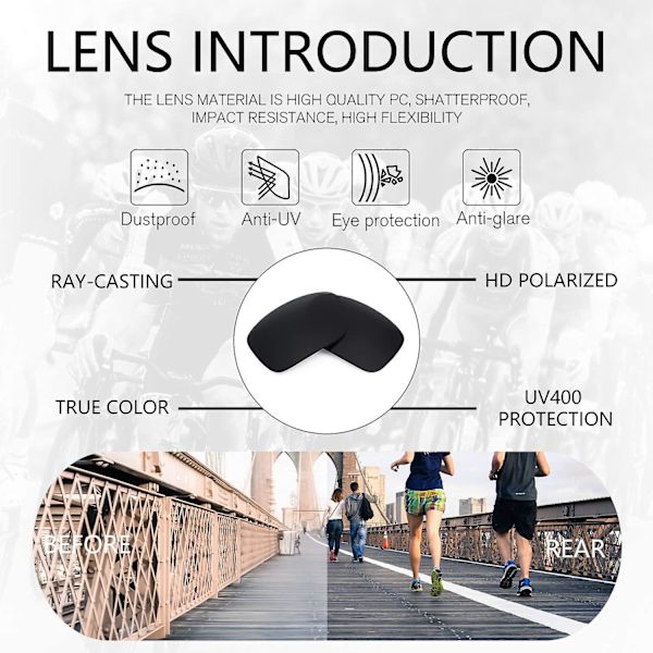 Polariserte Sports Solbriller For Menn Kjøring Sykling Fiske Solbriller 100% UV Beskyttelse Briller Svarte Linser Black Lens
