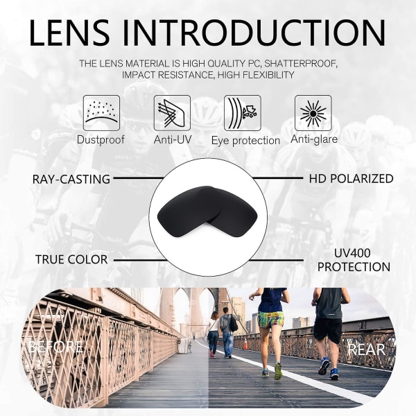 Polarisoidut Urheilulasit Miehille Ajamiseen, Pyöräilyyn, Kalastukseen - Aurinkolasit 100% UV-Suoja Goggles Mustat Linssit Black Lens