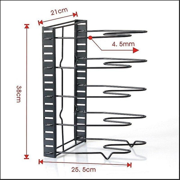 5 Layers Kitchen Organizer Rack Holder Cutting Board Pan Pot Adjustable Shelf Accessories(black)