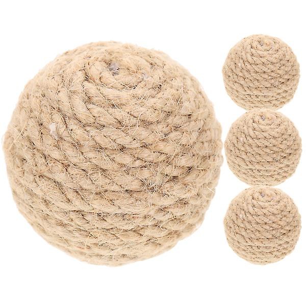 4-pack Kattklösleksak Inomhus Kattklösboll Inomhus Kattbollar Leksak Interaktiv Katt Leksak Ljusbrun 4x4cm Light Brown 4x4cm