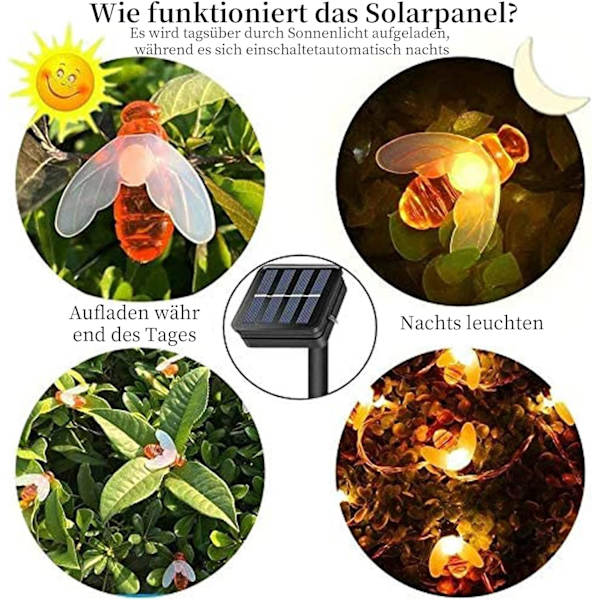 Bee Dubbel-läge LED-trädgårdsbelysningssträng 6,5m 30 varmvita lampor 1p