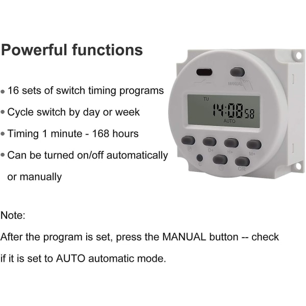 Digital Elektronisk Timer Switch Tidsrelä Switchmemory för gatlyktor,  elboxar, pumpar, varmvattenberedare, etc. (1st, vit) 9f39 | Fyndiq