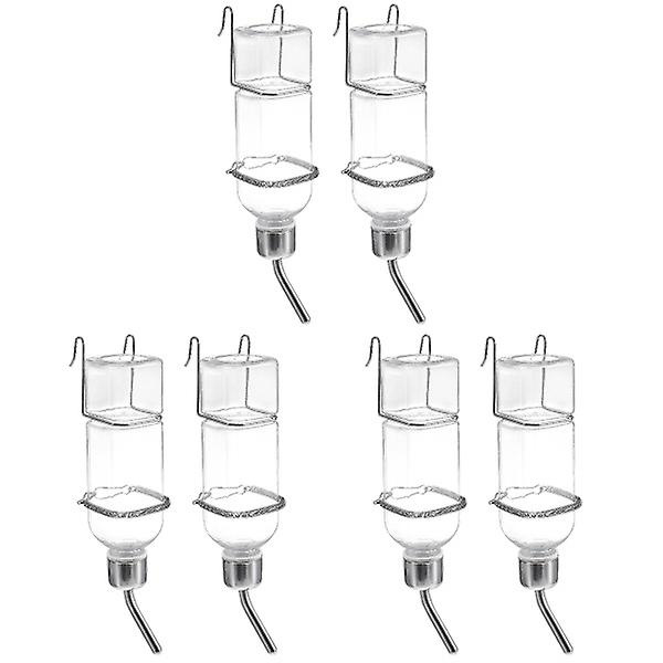 6 stk 350 ml Plastkaniner Vannmater Hengende Fontener Dyre Drikkflaske 6 stk 5,2X5,2X23CM 6 pcs 5.2X5.2X23CM