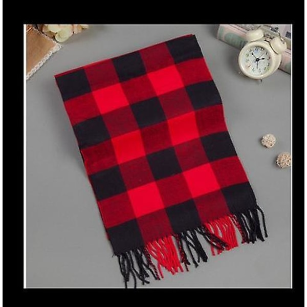 Vinter Blød Matchende Sjal Britisk Tartan Sjal Sort Og Grå Lille Tartan Sort Rød Black Red