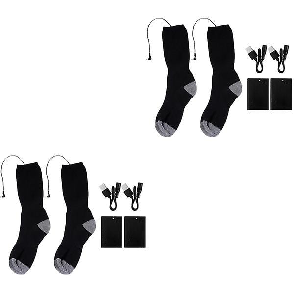 3 Sæt USB Opvarmede Sokker Varme Fødders Fodvarmer Elektrisk Opvarmning Termisk Strømpe 2 Sæt 26x21cm 2 Sets 26x21cm