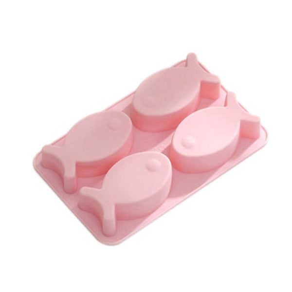 4 galler Fisk Iskubbricka Form av livsmedelskvalitet Tårtadekoreringsverktyg Cupcake Dessert Form (rosa)Rosa Pink