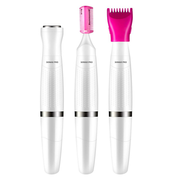3-i-1 Elektrisk Epilator för Kvinnor Vattentät Rakapparat Kroppshår Bikini Område Trimmer Smärtfri Rakapparat (pärlvit) White