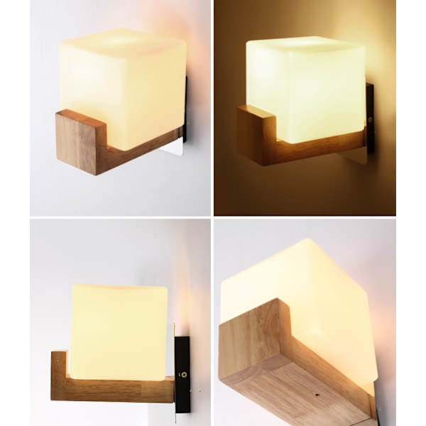 Nordisk vegglampe i massivt tre, kreativ nattlampe, enkel moderne soverom, stue, hotell, holztechnik vegglampe