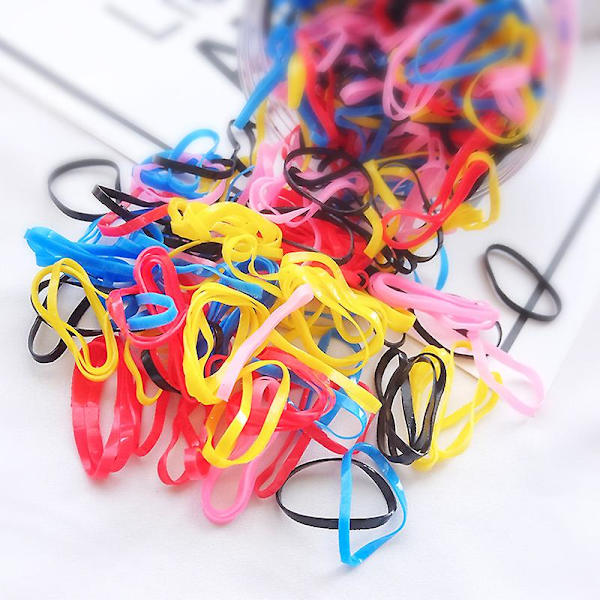 1500 stk. Mini Elastiske Hårbånd Bløde Flettede Elastikker til Børnehår, Bryllupsfrisurer, Fletninger og Mere (flere Farver)