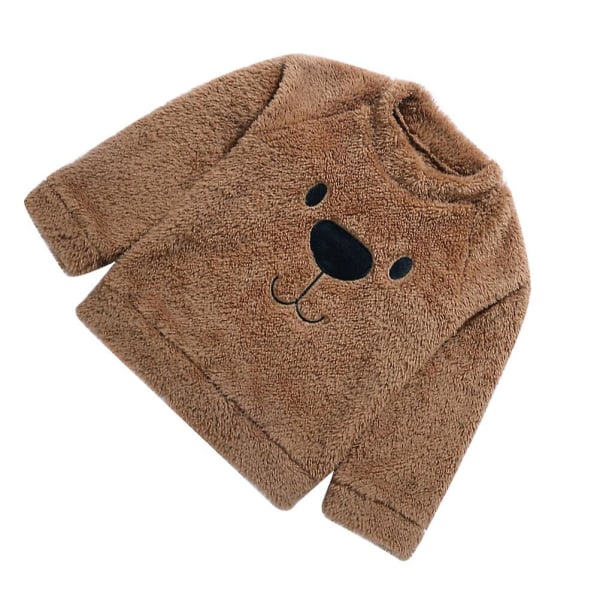 Dubbelsidig kashmirtröja för barn broderad teddybjörn långärmad kappa för (khakibjörn 90) Khaki 90CM