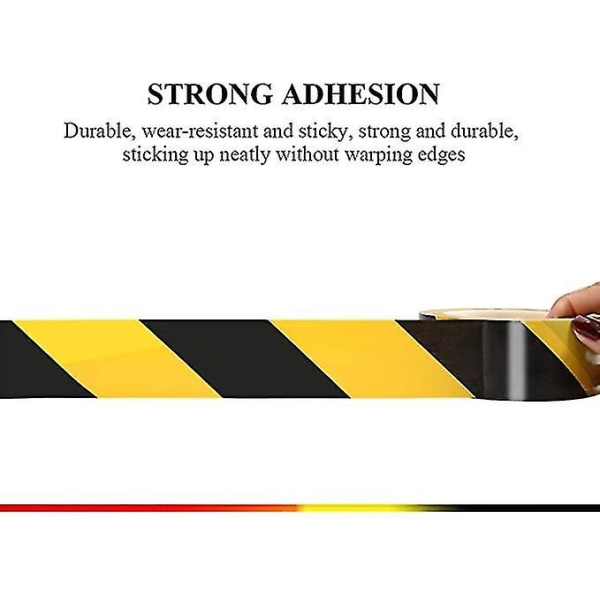 Pvc-varoitusteippi musta ja keltainen 33m pölytön työpajatarra Maamerkkiteippi Kulutuksenkestävä Zebra-lattiateippi
