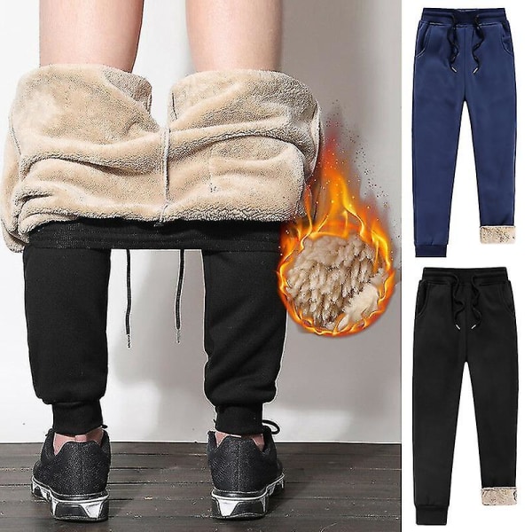 Atletisk bukser for menn Fleeceforede tykke bukser Uformelle løse varme joggebukser til vinterenL L