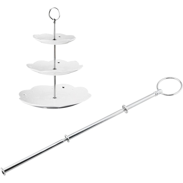 2 Sett Metalliske Fest Bryllup Cupcake Fruktstativ Senterhåndtak Beslag Runde Bor Runde Jernstang, Sølv 3-lags Tung Plate