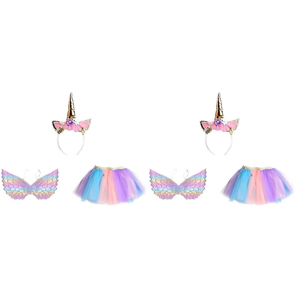 9-dels Unicorn-kjol Regnbågskostym Outfit Kjolar Barnfestkläder Med Unicorn Hårband 6 pcs M