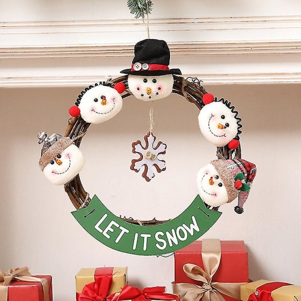 Julekrans Rattan Girland Snemand Elg Julemand Vedhæng Julepynt Julemand Christmas Snowman