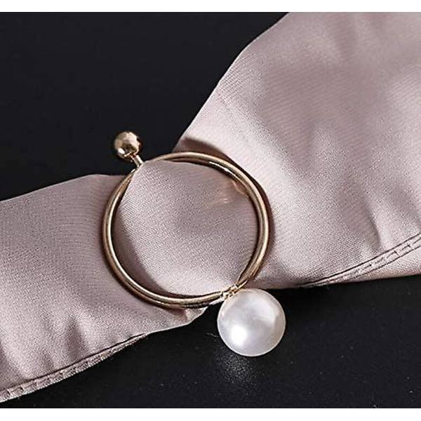 Zinklegering Pärlor Rund Scarfsring, pärlring Scarf Clip Spänne, används för att fixera dina kläder, scarfar (5st, Guld)