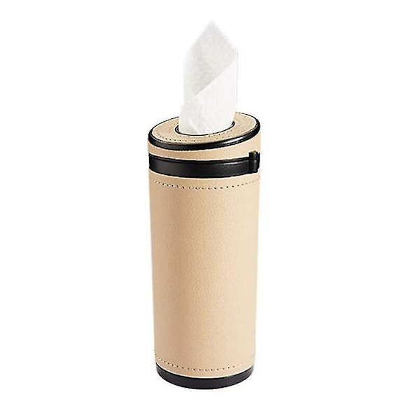 Bil Mugghållare Pappersnäsdukar Tub Pu Läder Cylinder Papperslåda För Bil Badrum Kontor Användning