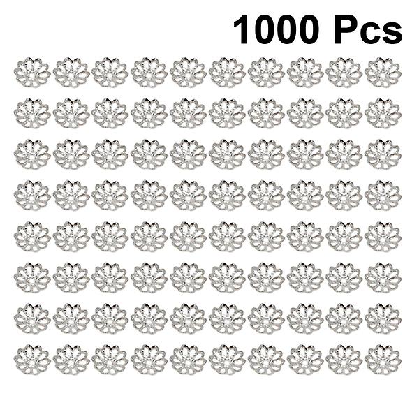 1000 stk. 7mm DIY Tilbehør Materiale Naturlige Perler Blomsterhætter Spacer Vedhæng Hul End Caps Smykker Silver